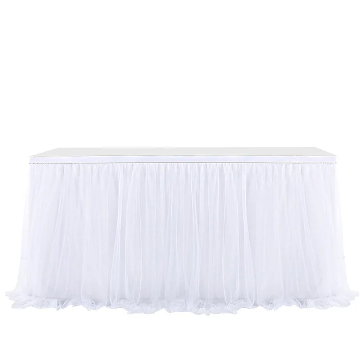 Table Skirting Tulle Table Skirt Tutu Skirt Tablecloth Decorations Baby Shower Wedding et Banquet Decoration Black