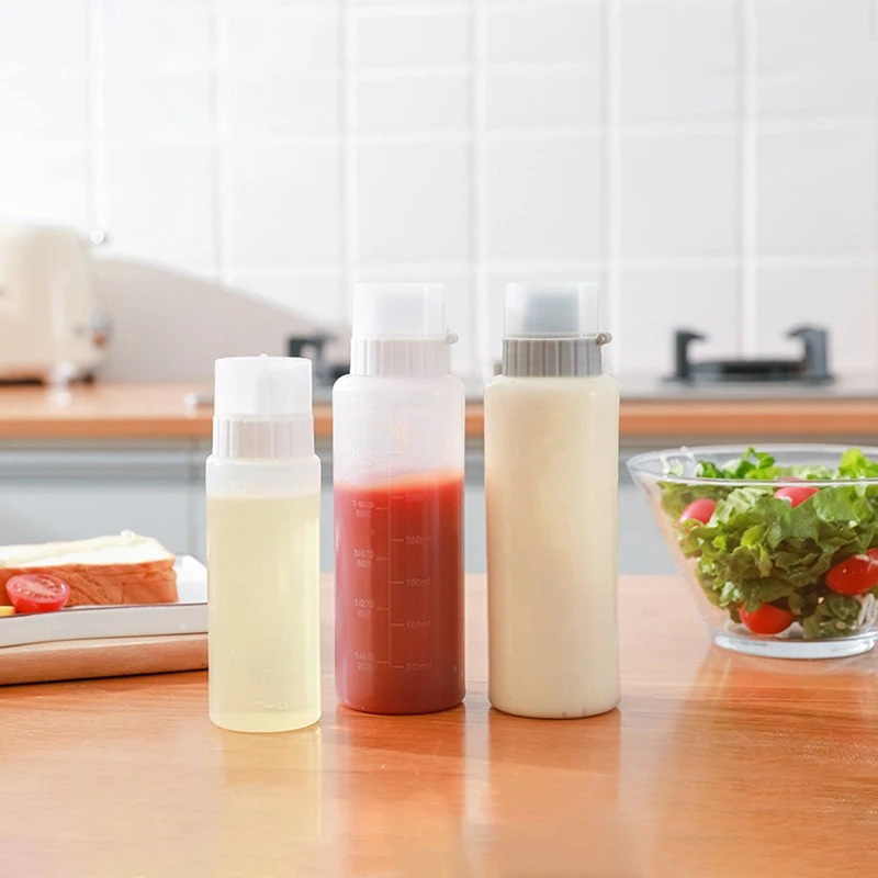 Condiment Squeeze Bottles 350/175ml 5 Hole Ketchup Mustard Bottle Transparent Honey Dispenser Sauces Storage Container Kitchen