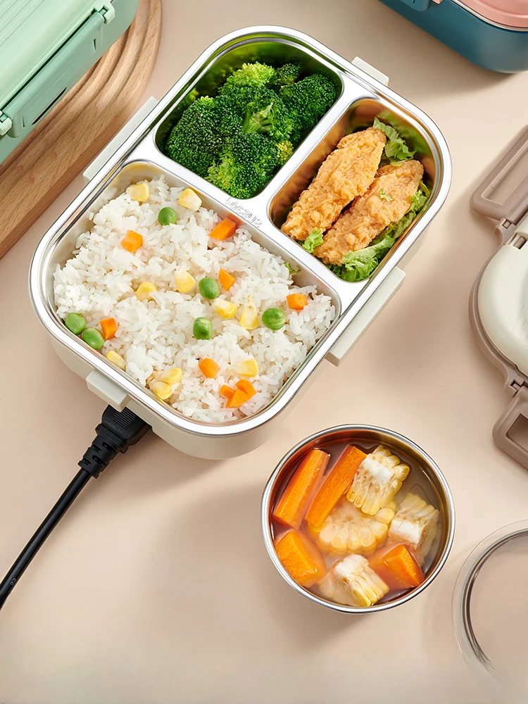 Plug-in 304 Stainless Steel Heated Lunch Box Portable Water-free Thickened  Electric Heat Insulation Lunch Box Car Lunch Box - AliExpress