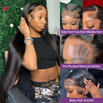 30 40 Inch 13x6 Bone Straight HD Transparent Lace Front Wigs 13x4 HD Lace Frontal Wig For Black Women Brazilian Wigs Human Hair 1