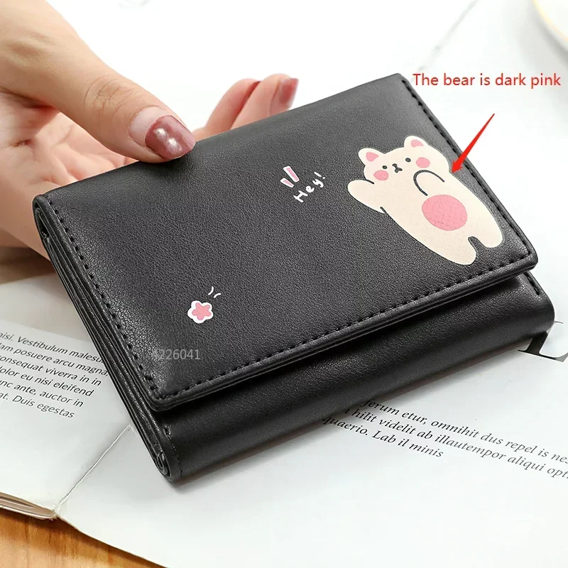 Women Short Cute Small Wallets Student Triple Fold Card Holder