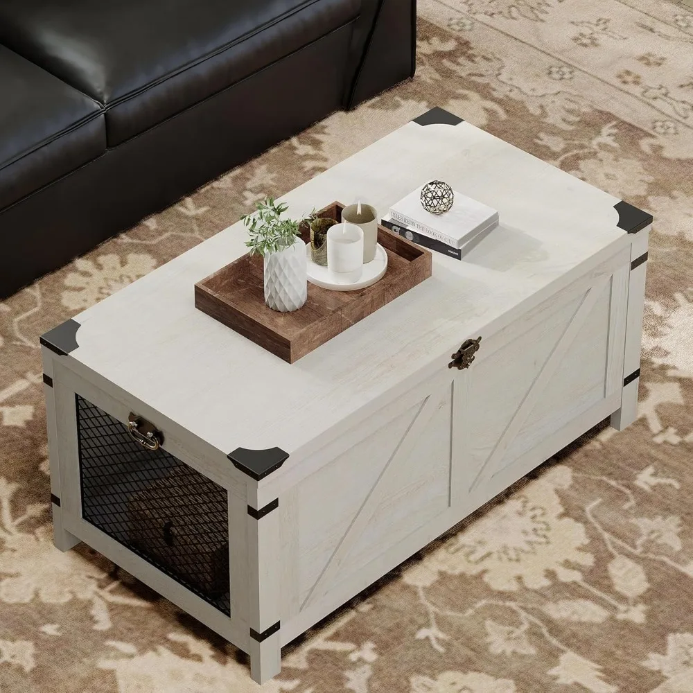 Coffee Table for Living Room,Lift Top Coffee Table with Storage,Small Accent Furniture with Mesh Cabinet and Rustic Lock 4