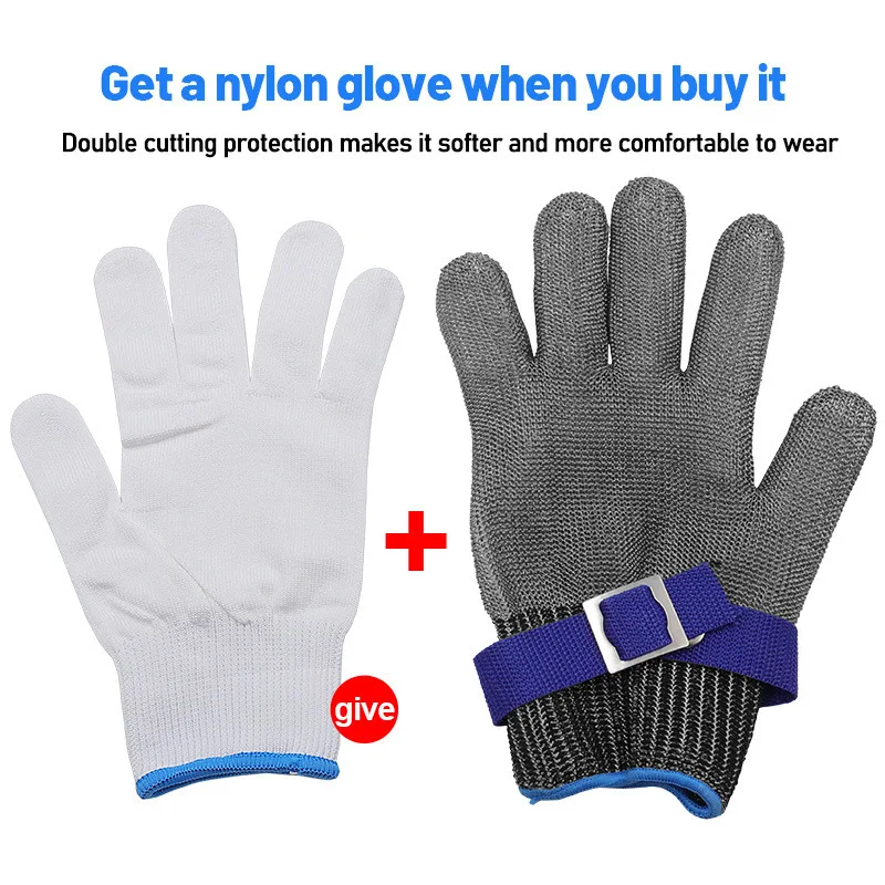 Stainless Steel Wire Gloves Anti-cut Cut-resistant Woven Safety Working  Gloves Cutting Fish-killing Metal Iron Kitchen Gloves