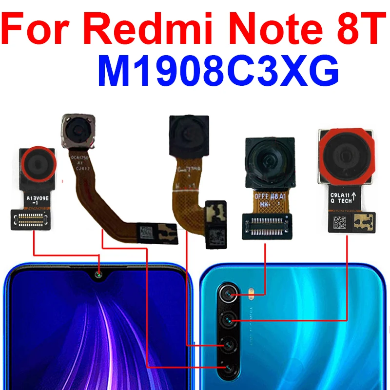 

Передняя Задняя камера для Xiaomi Redmi Note 8T, Задняя Основная камера для Redmi Note 8T, фронтальная камера, гибкий кабель, модель телефона, запасные части