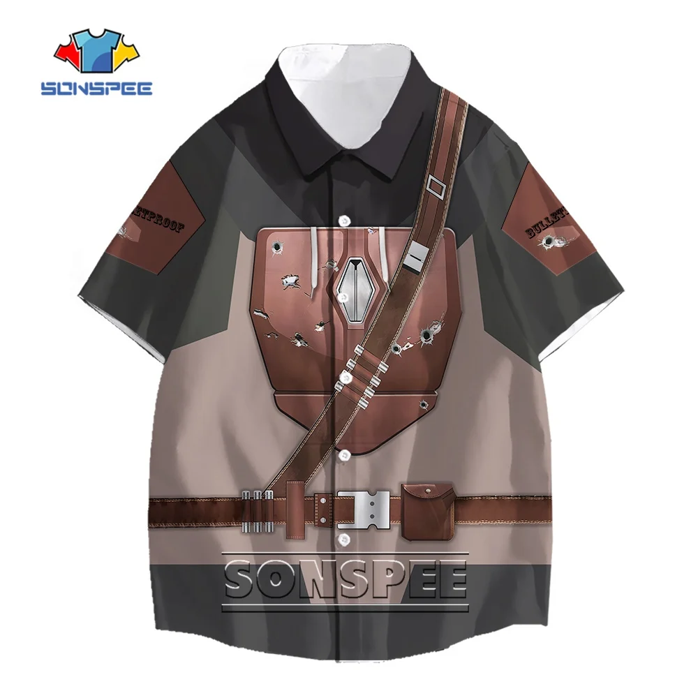 

SONSPEE Summer 3D Print Bulletproof Armor Harajuku Blouse Oversized Hip Hop Shirts Streetwear Oversized Male Sport Fitness Tops