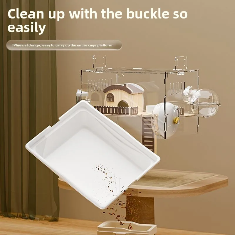 Large Acrylic Hamster Cage Transparent Double-Layer Habitat Villa for Syrian Hamsters, Ideal Starter Home for Winter rabbit