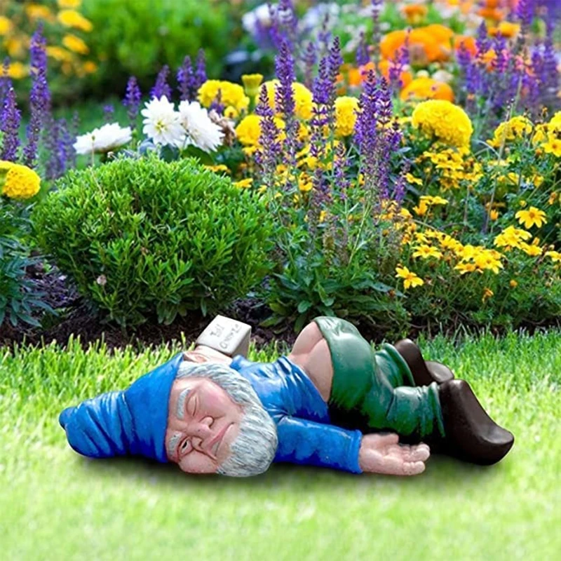Drunken Dwarf Resin Sculpture Garden Home Decoration Accessorie Garden Statue Ornament Micro Landscape Outdoor Figurine Ornament 4