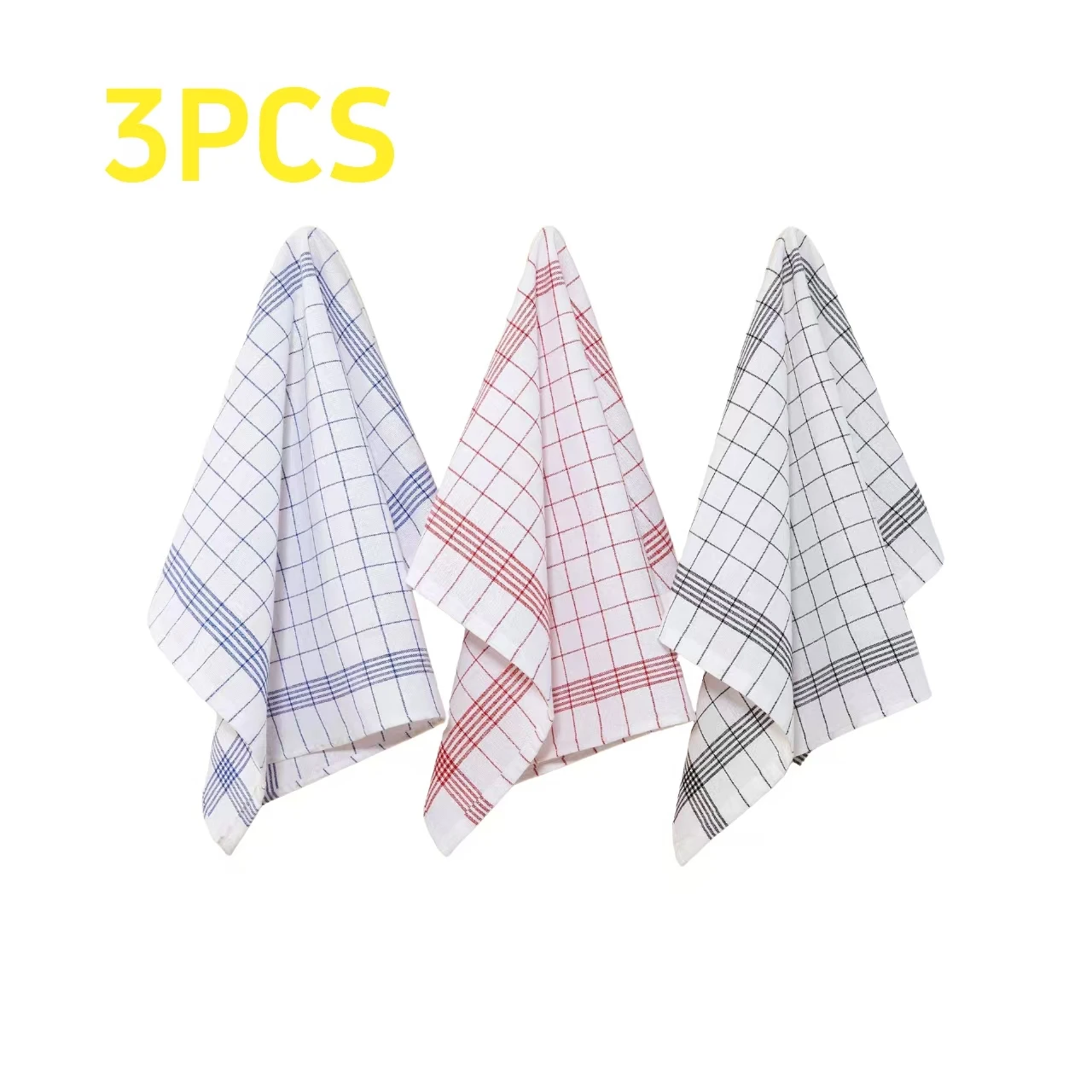 3PCS Large Plaid Kitchen Dish Towels Tea Towels Soft and Reusable Cleaning Cloths Quick Drying Dish Rags for Washing Dishes