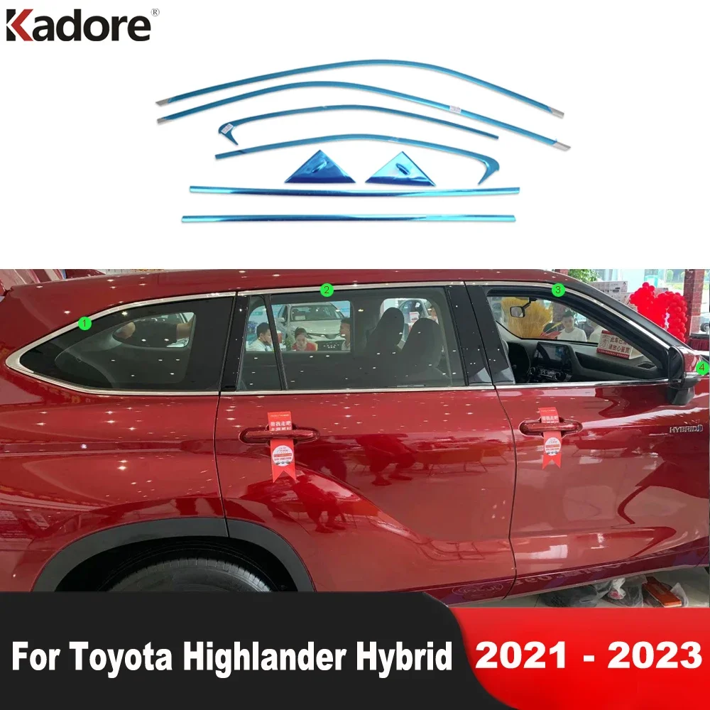 

Для Toyota Highlander Hybrid 2021 2022 2023 нержавеющая сталь Верхняя Рамка автомобиля порог отделка молдинговая полоса внешние аксессуары