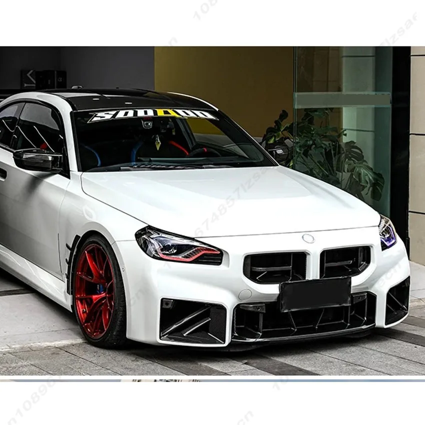 BMW M2 시리즈 G87 2020-2025 CS 스타일 레이싱 그릴 프론트 범퍼 에어 벤트 커버 트림 포그램프 메쉬 그릴 프레임 바디 키트 블랙