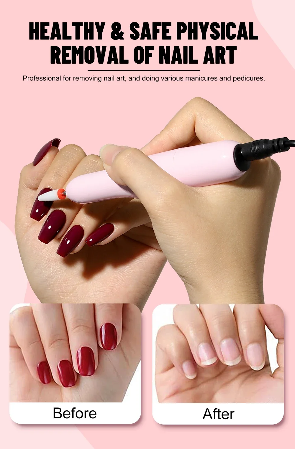 Description Picture 5 of itemYOKEFELLOW Portable Electric Nail Drill Machine Professional Nail File for Acrylic Gel Nails Polishing Tools for Home Salon Use