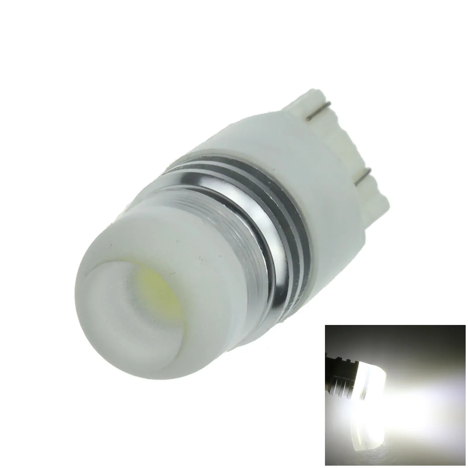 1X White Auto 7443 Lampada Freno Luce Di Retromarcia 1 Emettitori Cob Led W21/5W T20 G023-W