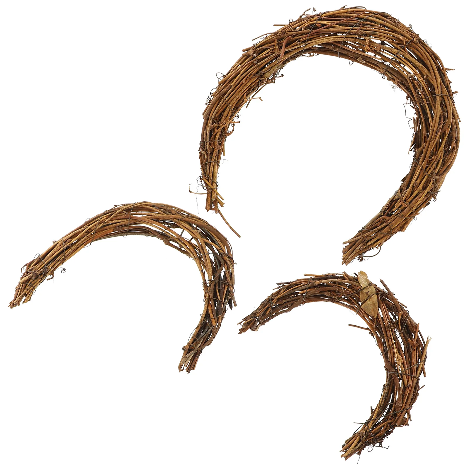 

3 Pcs Smilax Glabra Rattan DIY Flower Wreath Material Rings Frame Moon Shaped Dream Catcher Circle Christmas Making for Garland