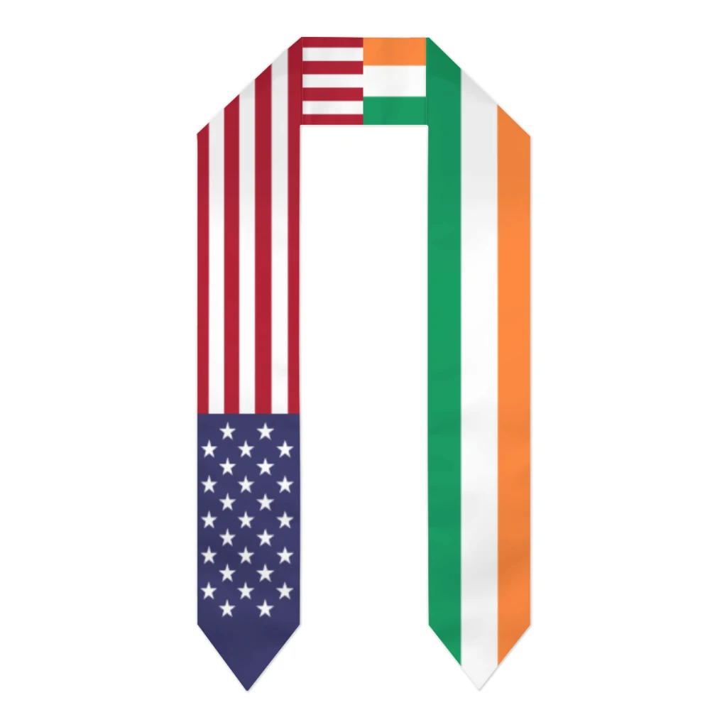 

Graduation Sash Ireland & USA United States Flag Stole Shawls Graduate Wraps Scraf International Student Pride Gifts