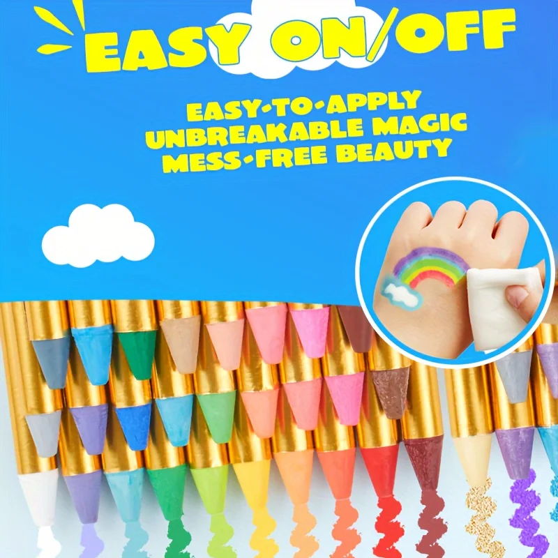 Face Paint Crayon Kit - 16 Makeup Sticks for Halloween Birthday Parties and Cosplay