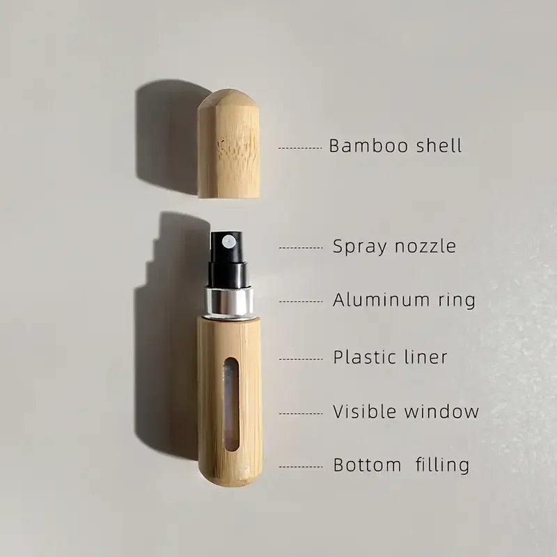 5ml 8ml Bamboo Mini Spray Bottle for Travel, Portable Refillable Cosmetic Atomizer with... - SKU BMSB1146 - UGI Packaging