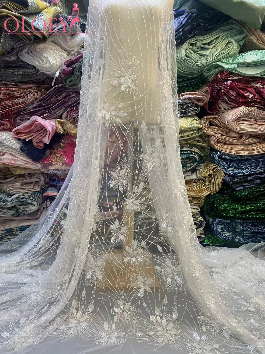 

2023 белая Модная элегантная французская вышивка, кружевная ткань из бисера, африканская нигерийская ткань с блестками для свадебного платья
