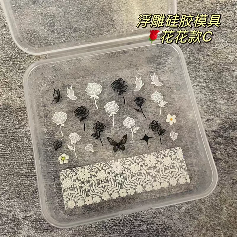 1pc  Embossed Butterfly 3D Acrylic Nail  Mold Nail Art Decorations Nails DIY Silicone Nail Stamping Plates Nails Products Nail 4