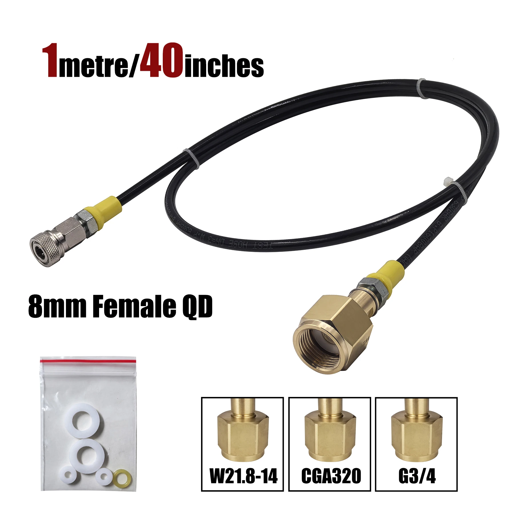 Accessoires pour Machine à soda, cylindre de réservoir de CO2 étendu, tuyau de 40 pouces (100cm) CGA320 ou W21.8-14 ou G3/4 avec déconnexion rapide