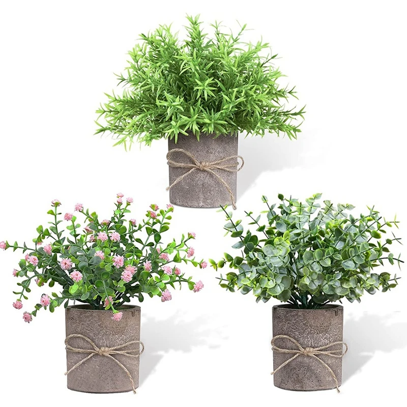 Plantes artificielles en Pot, petites plantes décoratives, Eucalyptus  artificiel, fausses plantes comme un vrai ensemble de 3 pour la chambre à  coucher | AliExpress