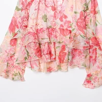 Women New Fashion Summer Casual Chic Women Blouse V-Neck Tiered Long Sleeve Loose Shirts Vintage Style Tops 3130359 - Image 4