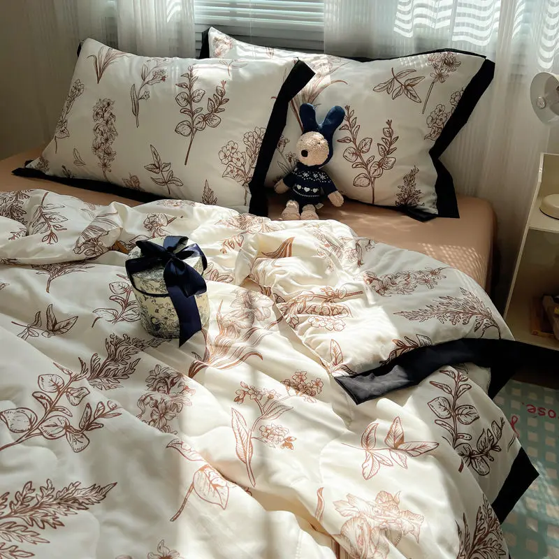 

Ins корейское кружевное моющееся однотонное стеганое одеяло для студентов, летнее одеяло для двух человек