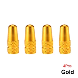 Set of 4 Aluminum Alloy Bicycle Tire Valve Caps (Gold)