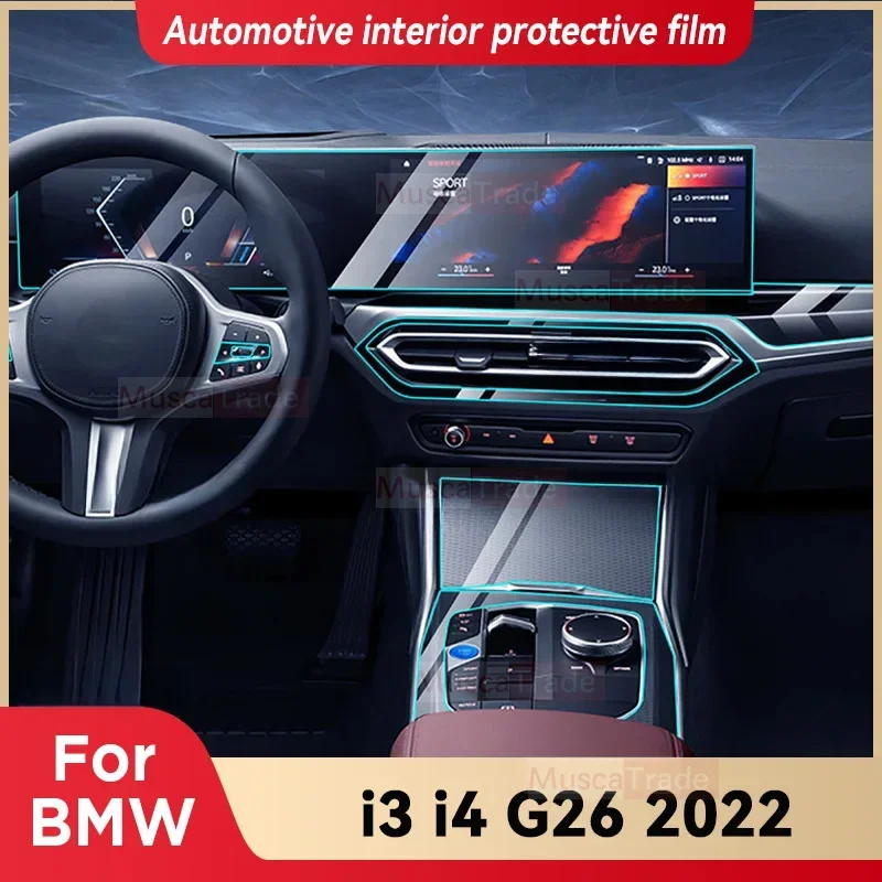 

For BMW I3 I4 G26 2022 Gearbox Panel Dashboard Navigation Automotive Interior Protective Film Anti-Scratch Accessories