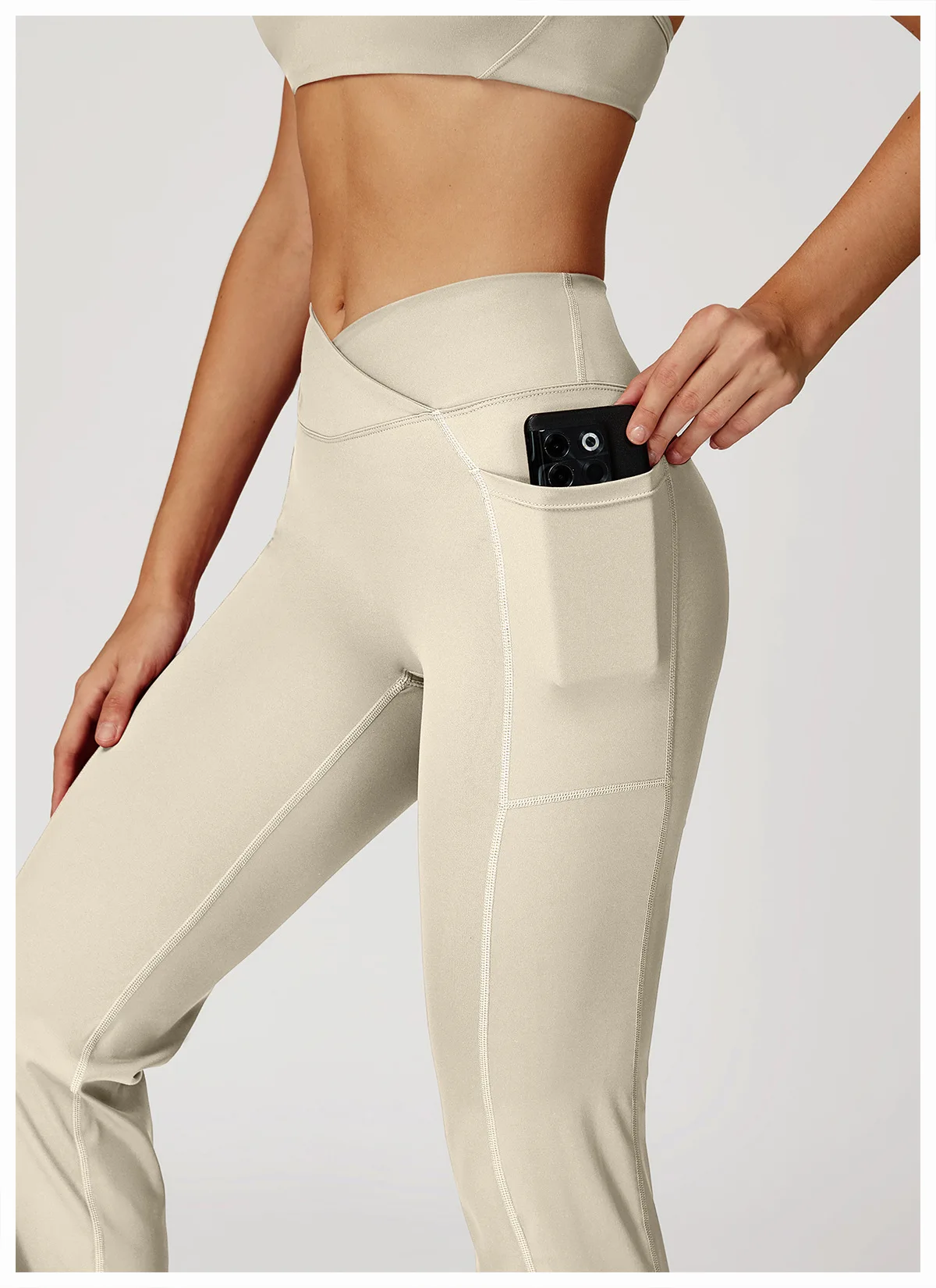 Pantalon Yoga Évasé Taille Haute Femme