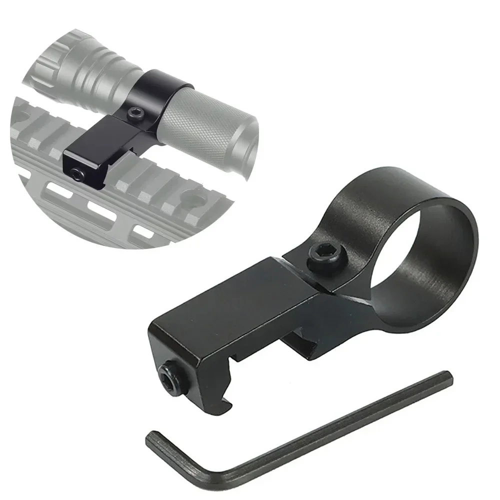 Picatinny Rail 90 Degree Offset Side 1" Ring Mount Adapter Tube 20mm 7/8" for Flashlight Hunting Mount Holder 1Pc flashlight scope mount picatinny rail accessories weapon flashlight mount rail adapter flashlight mount