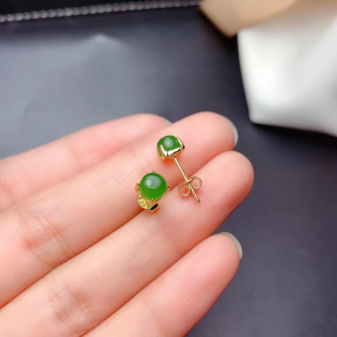 Orecchini pendenti a goccia in argento sterling con giada verde