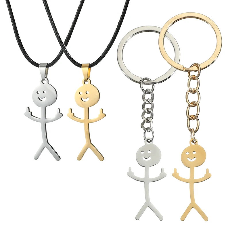 Heiße Edelstahl Halskette Hip Hop Spaß Graffiti Lustige Mittelfinger Bösewicht Halskette für Männer Vintage Punk Straße Geschenk Schmuck
