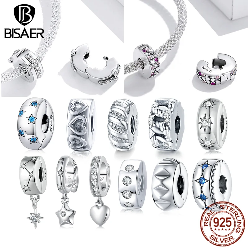 Doyafer 925 Argent Sterling Or Rond Clips Charmes ChaîNe De