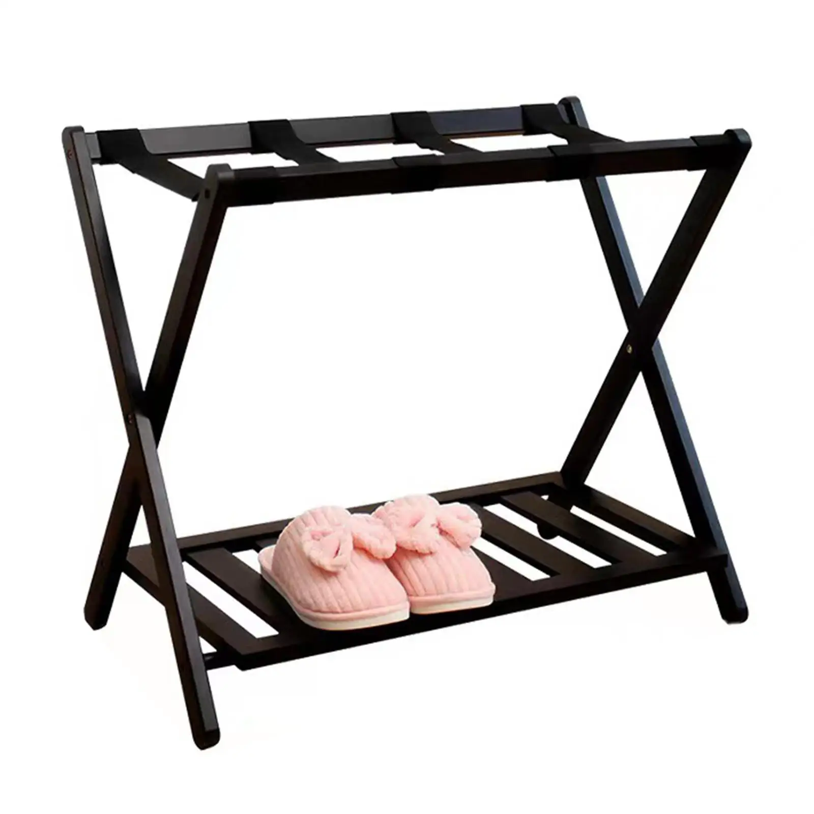 Luggage Rack Floor Standing with Shoes Shelf Suitcase Stand for Hotel Travel Home Heavy Duty Extra Wide Shelf Shoes Guest