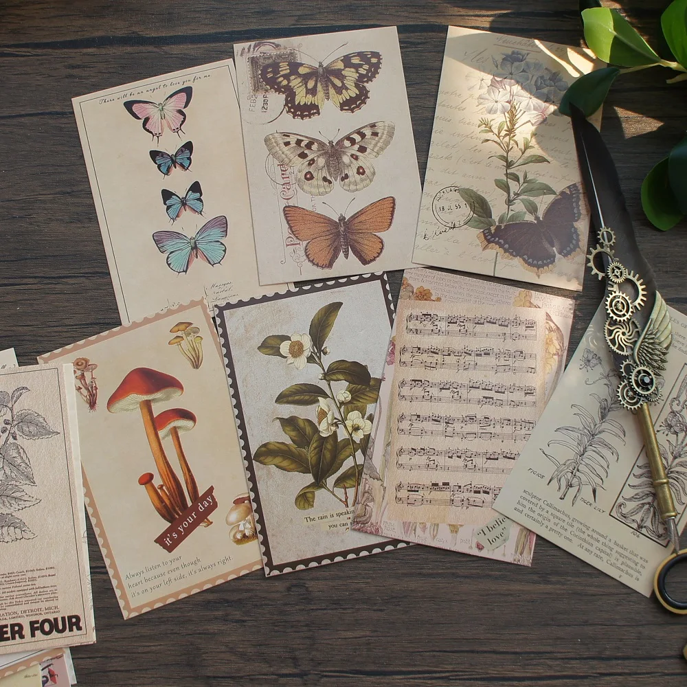 

15pcs Natural Plant Forest Butterfly Design As Post Card Gift Greeting Cards Gift Card Party Invitation Scrapbooking Use