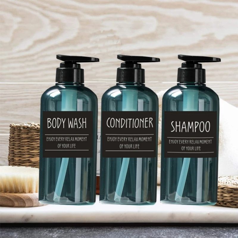 Bathroom Soap Dispenser Shampoo Body Wash Hair Conditioner Bottle Plastic Storage Bottle Press Pump Sub 500ML 3pcs