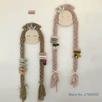 Nordic Braid Doll Baby Hair Clips Holder Princess Gril Hairpin Hairband Storage Pendant Wall Hanging Decor for Girls Room Party 1