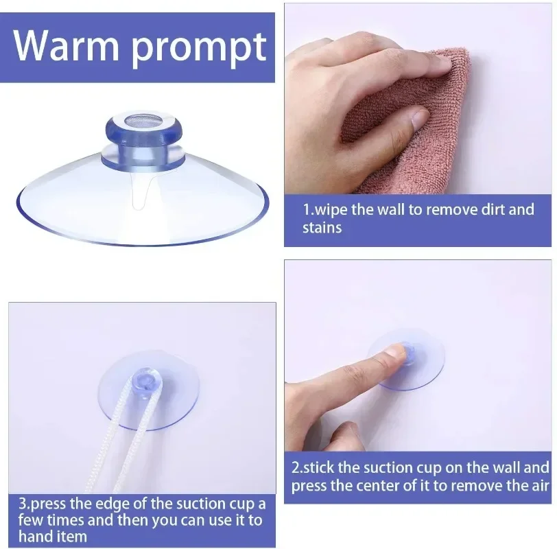 Clear Suction Cup Hooks - Multipurpose Transparent Plastic Hangers