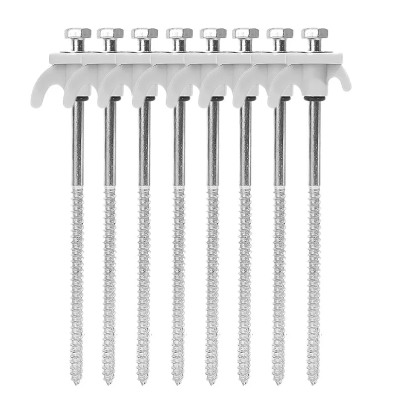 Heavy Duty Metal Spiral Ground Anchors - Set of 10 Camping Tent Stakes with Hex Socket