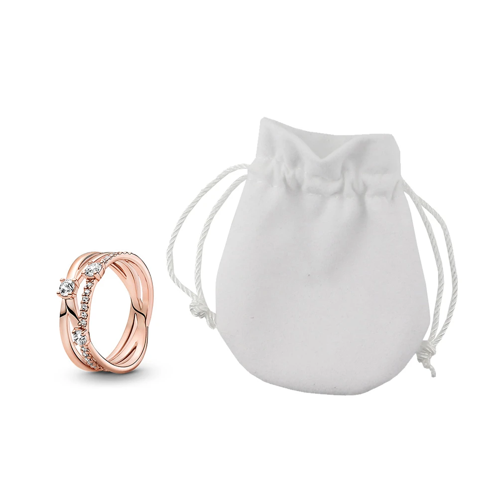 Pandora Timeless Rose Gold Plated Unique Metal Blend Sparkling Triple ...