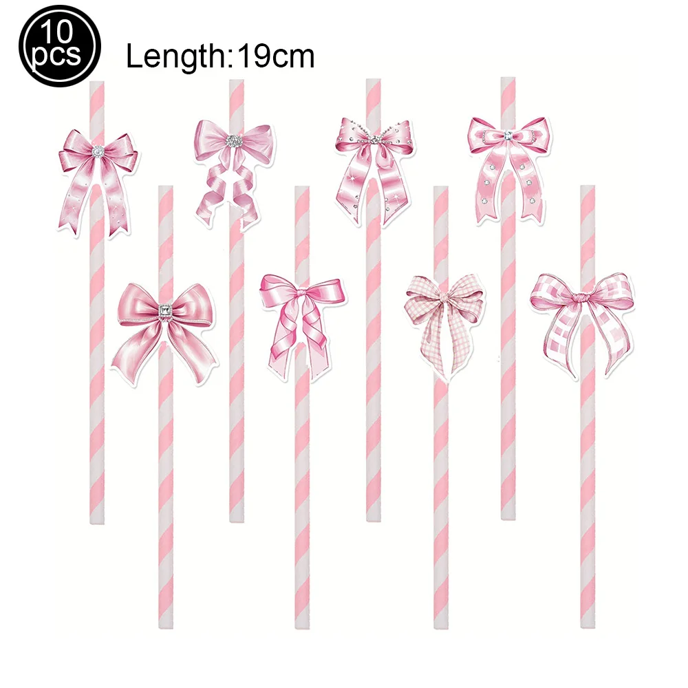 Pink Bow Party Supplies: Elegant Disposable Tableware Set