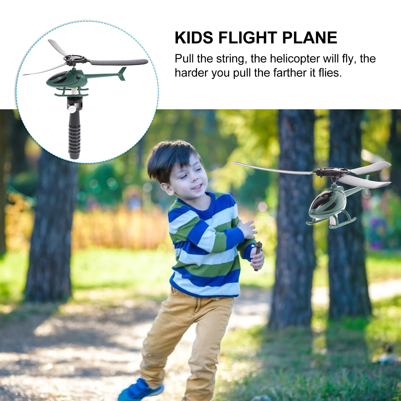 Pull String Helicopter Toy Creative Funny Copter Toy Educational Gift Toy for Children Kids (Random Color) 6