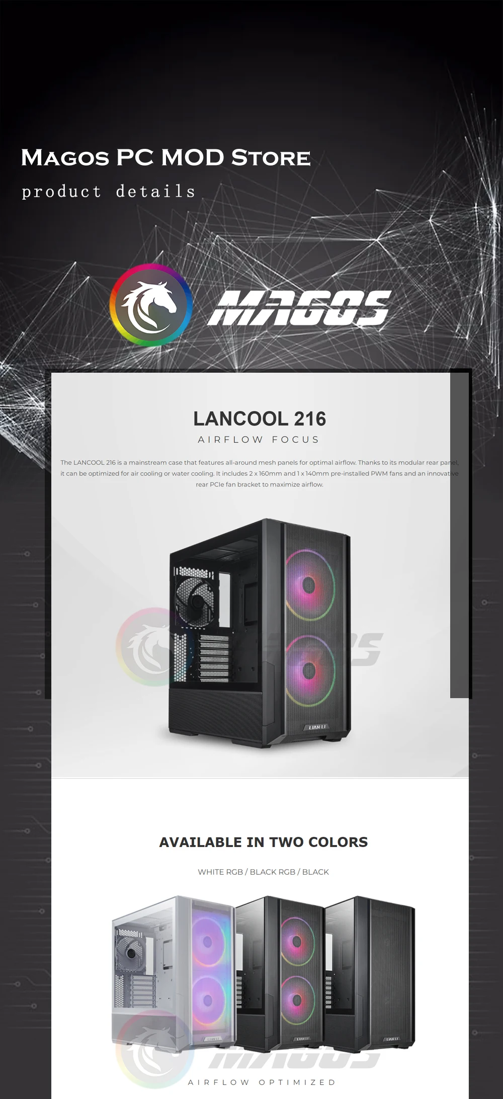 Lian Li Lancool 216 RGB Black Steel/Tempered Glass ATX Mid Tower Computer  Case,2X 160 mm ARGB Fans Included - LANCOOL 216RX Black