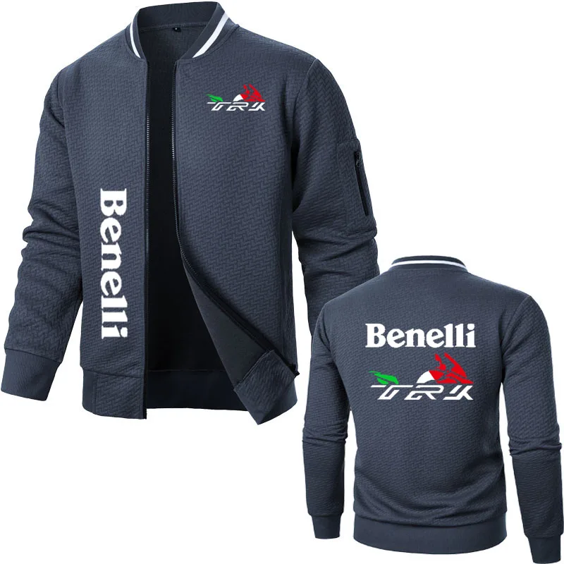 Spring Autumn Men's new zipper jacket Sweatshirt coat Benelli TRK 502X print Casual plaid Harajuku cotton Men's baseball jacket 5