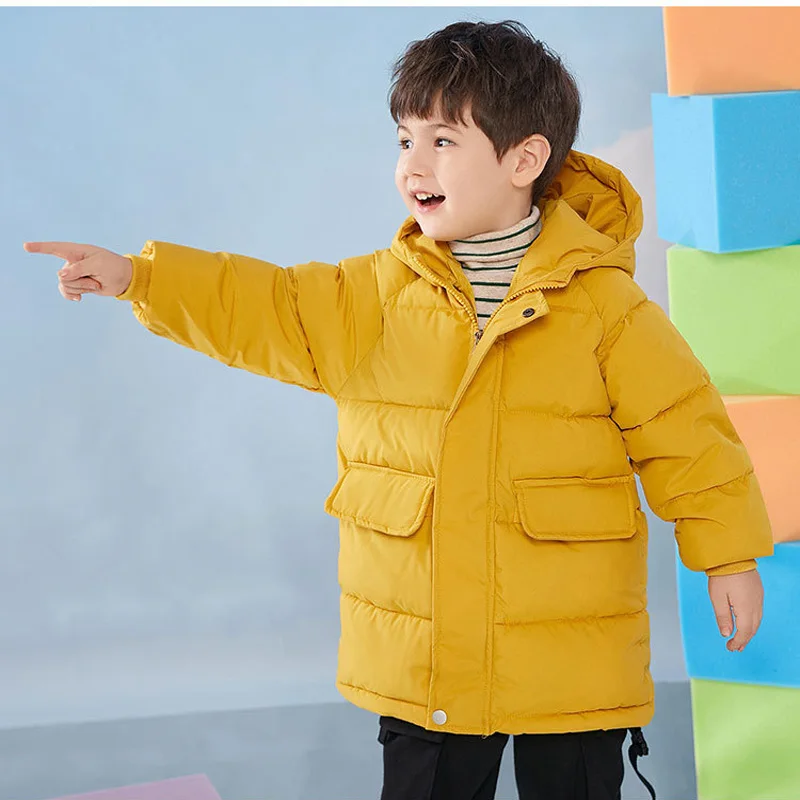 Parka en coton rembourre pour enfants de 3 a 12 ans vetements d hiver doudoune longue chaude a capuche pour garcons et filles AliExpress