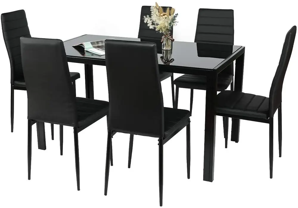 7Pack Dining Table Set, Kitchen Table Set, Dining Table and 6 Leather