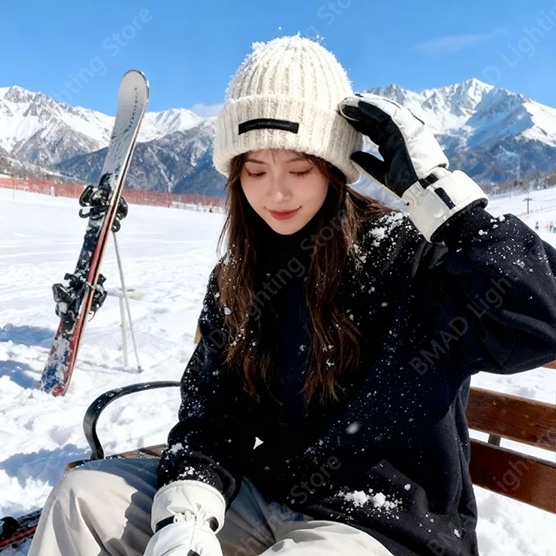 Winter Beanie Hat Women Cute Warm Ear Protection Knit Thicken Double Layer Windproof Caps Students Warm Senior Sense of Hat