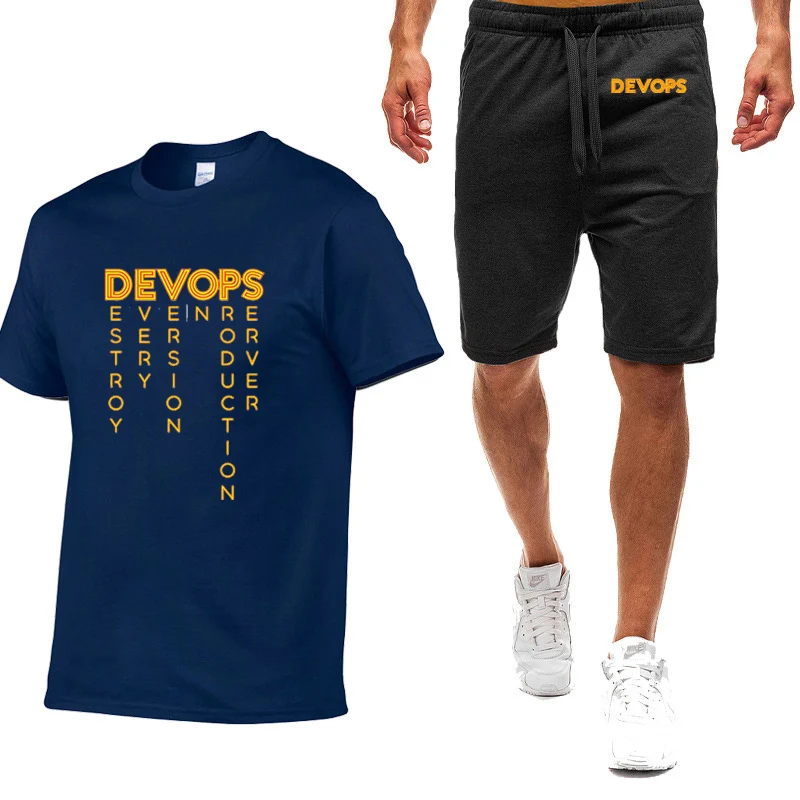 DEVOPS - The real definition of DEVOPS 2023 Summer New Printing Men's Short-sleeved T-shirt High Quality Casual Fashionable Suit