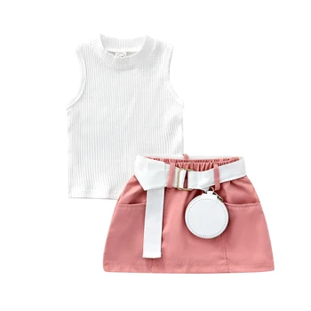 Baby Girl Sleeveless Top & Skirt Set with Fanny Pack 1