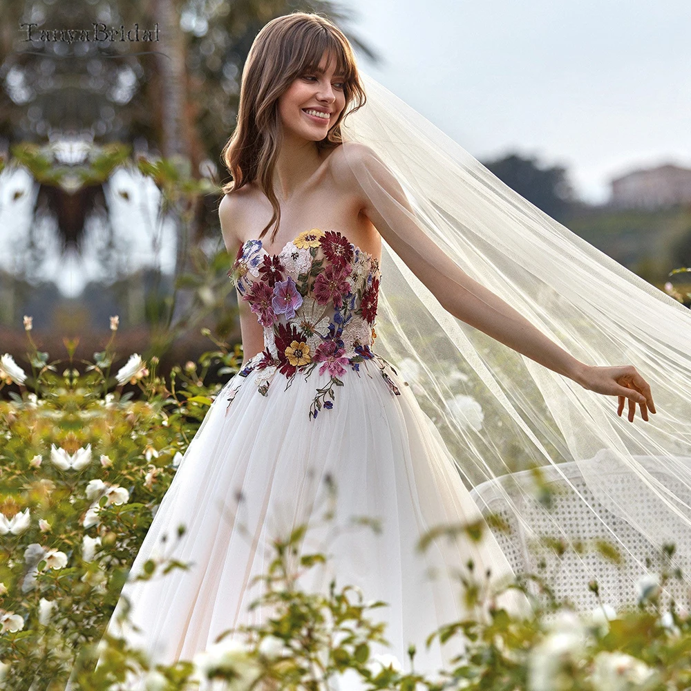 Brautkleid mit farbigen blumen Clearance